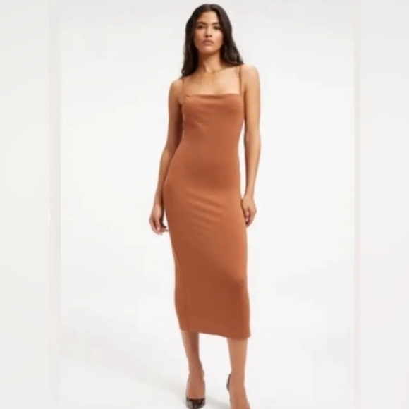 Good American NWT Spaghetti Scuba Midi Dress in Rust Size 6 3XL - Picture 1 of 6